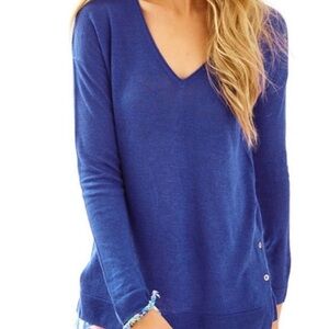 Lilly Pulitzer Liesel 100% Linen
Lightweight Sweater in true navy size L
